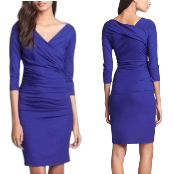 Diane von Furstenberg Bentley Ruched Stretch Jersey Dress Violet Purple Small - Picture 1 of 11